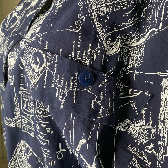 Maja blue and white map dolman sleeve top - Picture 10 of 10